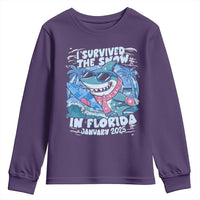 Funny I Survived The Snow In Florida 2025 Youth Sweatshirt Shark