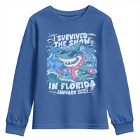 Funny I Survived The Snow In Florida 2025 Youth Sweatshirt Shark