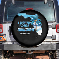 Funny I Survived Florida Snowstorm 2025 Spare Tire Cover Coconut Palm Tree