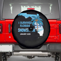 Funny I Survived Florida Snowstorm 2025 Spare Tire Cover Coconut Palm Tree