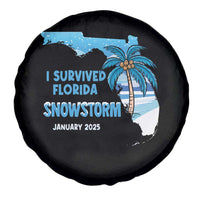 Funny I Survived Florida Snowstorm 2025 Spare Tire Cover Coconut Palm Tree