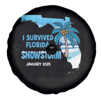 Funny I Survived Florida Snowstorm 2025 Spare Tire Cover Coconut Palm Tree
