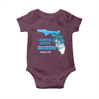 Funny I Survived Florida Snowstorm 2025 Baby Onesie Coconut Palm Tree