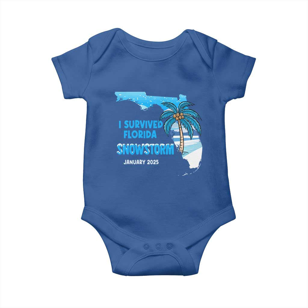 Funny I Survived Florida Snowstorm 2025 Baby Onesie Coconut Palm Tree