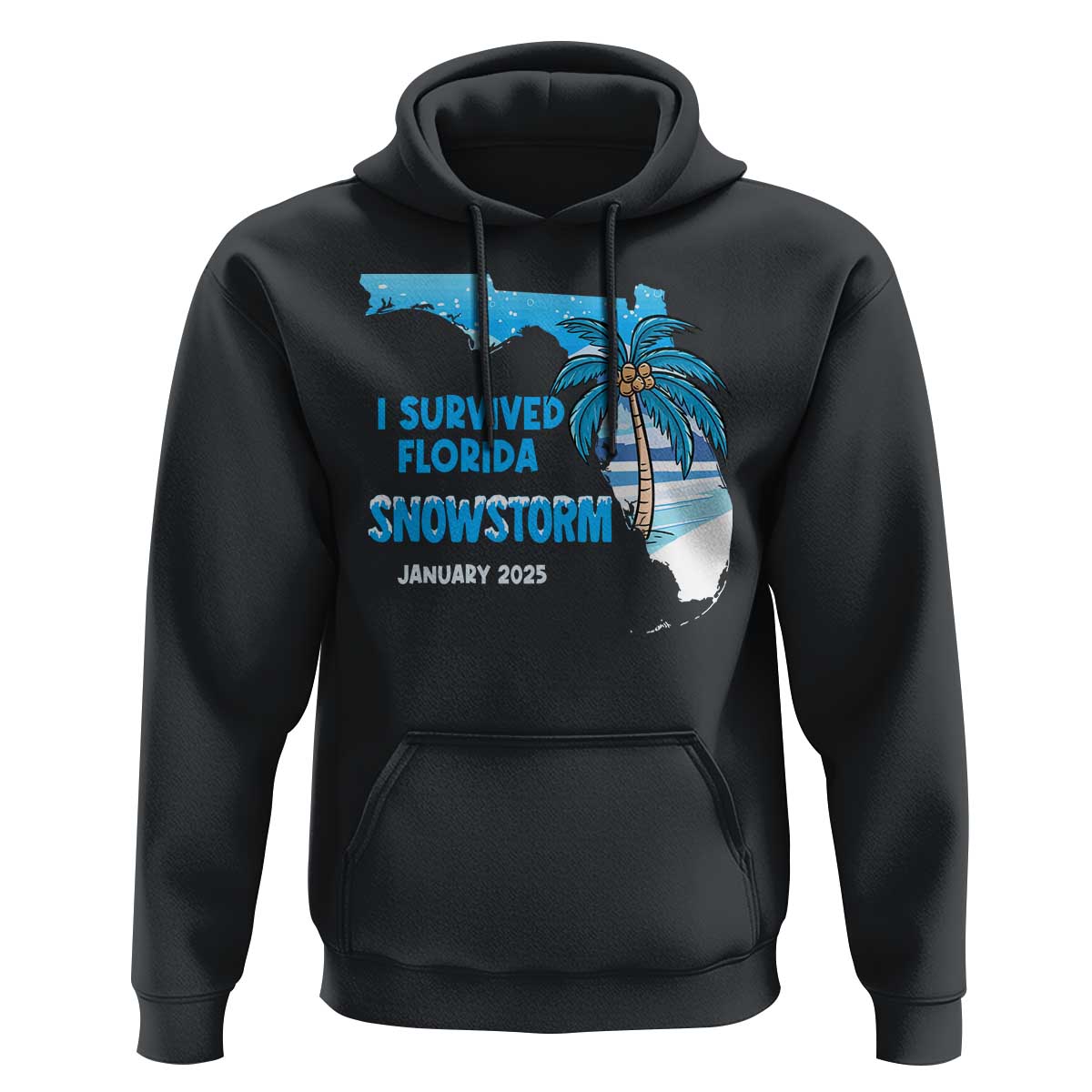 Funny I Survived Florida Snowstorm 2025 Hoodie Coconut Palm Tree