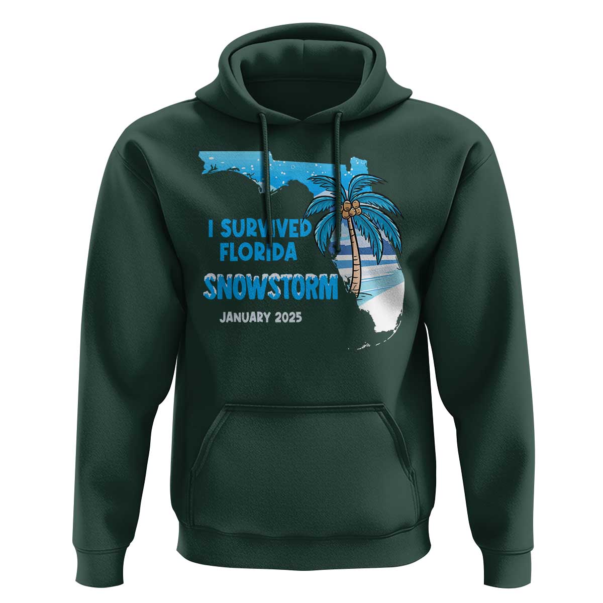 Funny I Survived Florida Snowstorm 2025 Hoodie Coconut Palm Tree