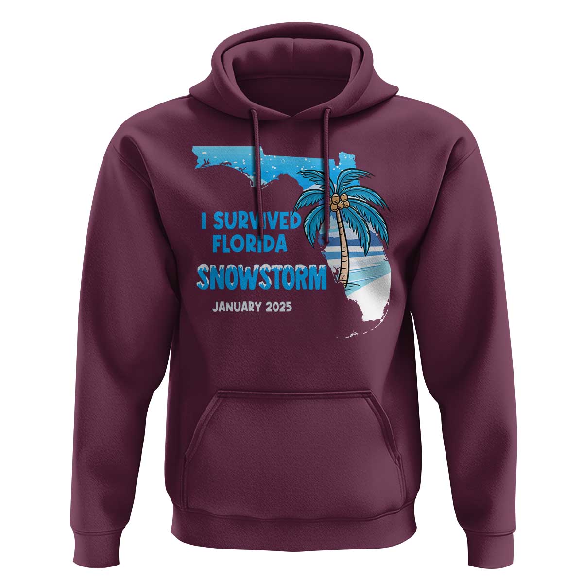 Funny I Survived Florida Snowstorm 2025 Hoodie Coconut Palm Tree