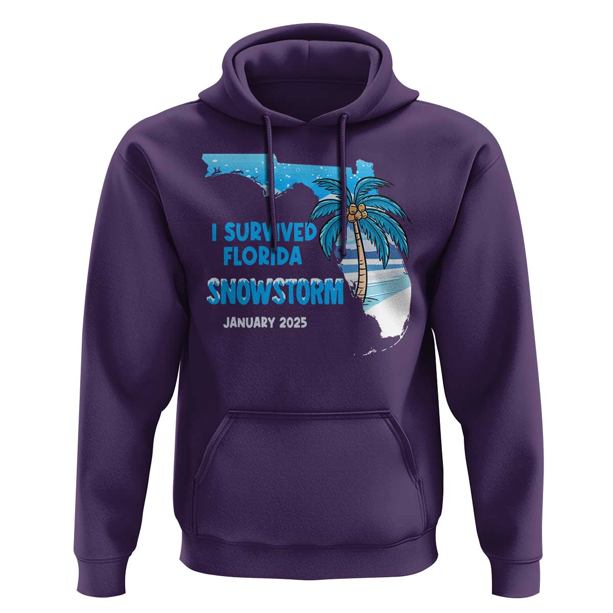 Funny I Survived Florida Snowstorm 2025 Hoodie Coconut Palm Tree