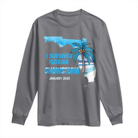 Funny I Survived Florida Snowstorm 2025 Long Sleeve Shirt Coconut Palm Tree