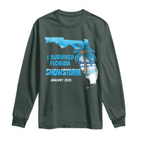 Funny I Survived Florida Snowstorm 2025 Long Sleeve Shirt Coconut Palm Tree