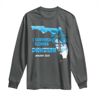 Funny I Survived Florida Snowstorm 2025 Long Sleeve Shirt Coconut Palm Tree