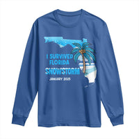 Funny I Survived Florida Snowstorm 2025 Long Sleeve Shirt Coconut Palm Tree