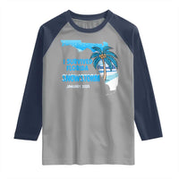 Funny I Survived Florida Snowstorm 2025 Raglan Shirt Coconut Palm Tree