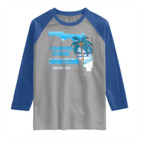 Funny I Survived Florida Snowstorm 2025 Raglan Shirt Coconut Palm Tree