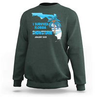 Funny I Survived Florida Snowstorm 2025 Sweatshirt Coconut Palm Tree