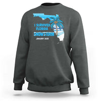 Funny I Survived Florida Snowstorm 2025 Sweatshirt Coconut Palm Tree