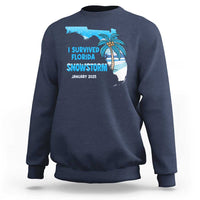 Funny I Survived Florida Snowstorm 2025 Sweatshirt Coconut Palm Tree