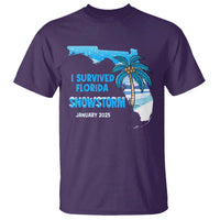 Funny I Survived Florida Snowstorm 2025 T Shirt Coconut Palm Tree