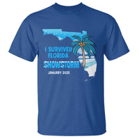 Funny I Survived Florida Snowstorm 2025 T Shirt Coconut Palm Tree