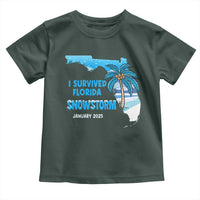 Funny I Survived Florida Snowstorm 2025 Toddler T Shirt Coconut Palm Tree