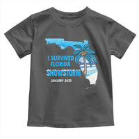 Funny I Survived Florida Snowstorm 2025 Toddler T Shirt Coconut Palm Tree