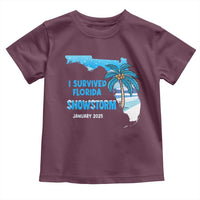 Funny I Survived Florida Snowstorm 2025 Toddler T Shirt Coconut Palm Tree