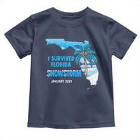 Funny I Survived Florida Snowstorm 2025 Toddler T Shirt Coconut Palm Tree