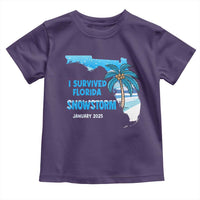 Funny I Survived Florida Snowstorm 2025 Toddler T Shirt Coconut Palm Tree