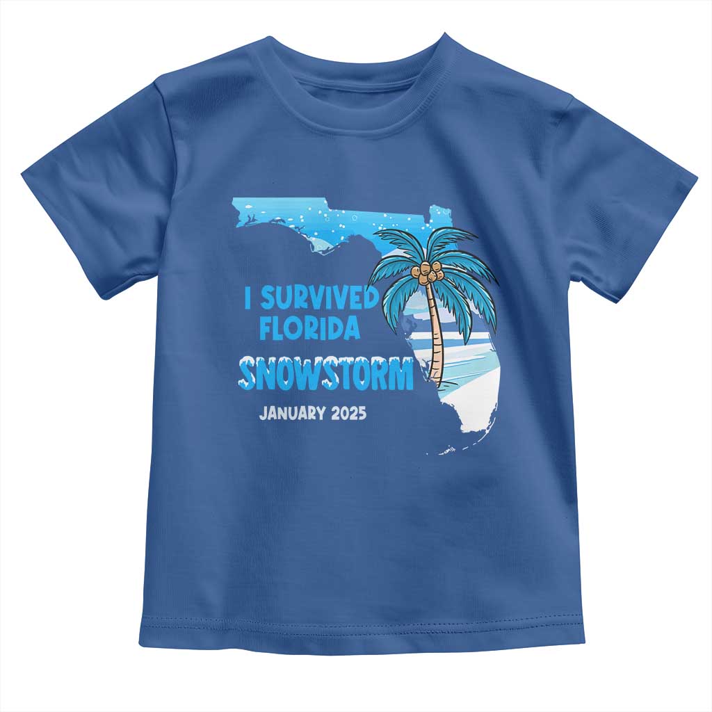 Funny I Survived Florida Snowstorm 2025 Toddler T Shirt Coconut Palm Tree