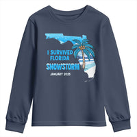 Funny I Survived Florida Snowstorm 2025 Youth Sweatshirt Coconut Palm Tree