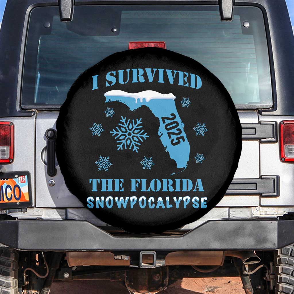 Funny I Survived The Florida Snowpocalypse 2025 Spare Tire Cover Snowflakes