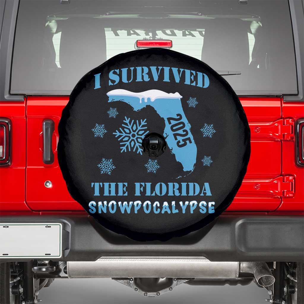 Funny I Survived The Florida Snowpocalypse 2025 Spare Tire Cover Snowflakes