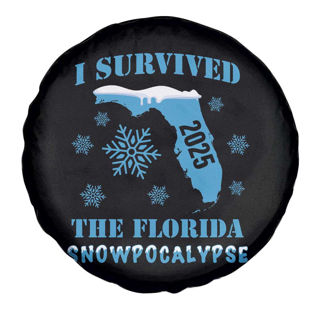 Funny I Survived The Florida Snowpocalypse 2025 Spare Tire Cover Snowflakes