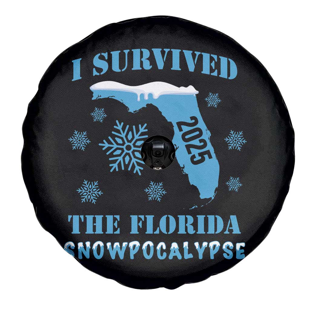Funny I Survived The Florida Snowpocalypse 2025 Spare Tire Cover Snowflakes