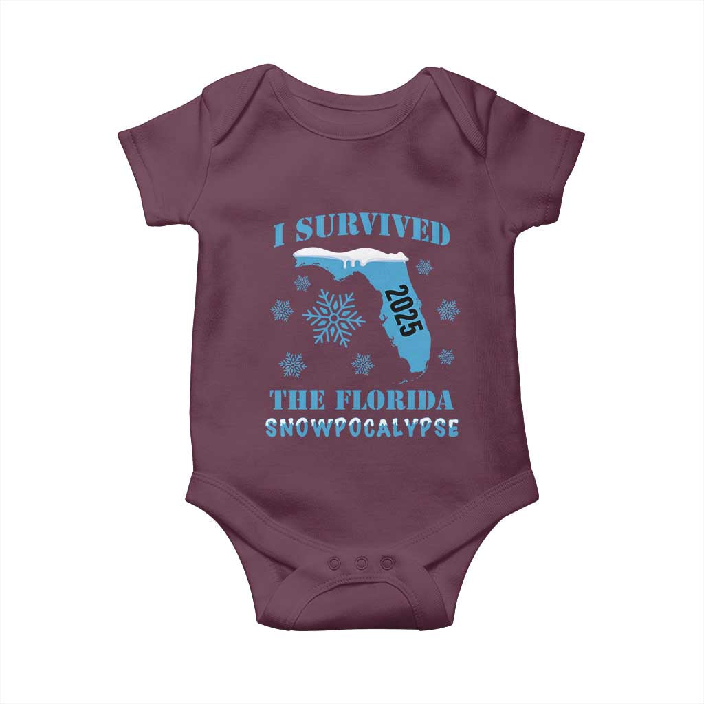 Funny I Survived The Florida Snowpocalypse 2025 Baby Onesie Snowflakes