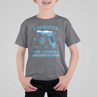 Funny I Survived The Florida Snowpocalypse 2025 T Shirt For Kid Snowflakes