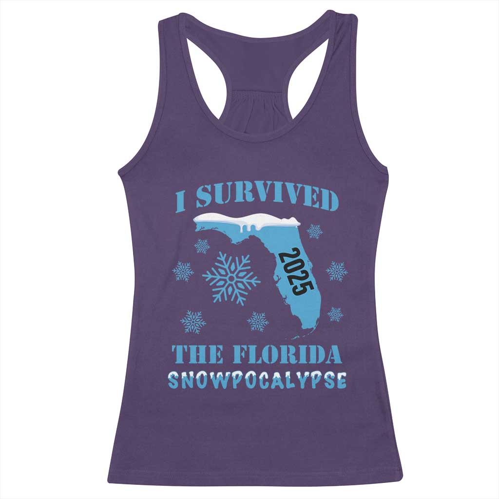 Funny I Survived The Florida Snowpocalypse 2025 Racerback Tank Top Snowflakes