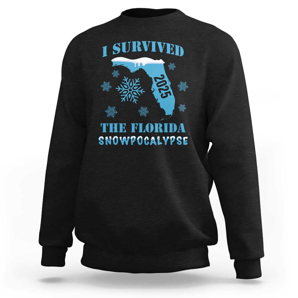 Funny I Survived The Florida Snowpocalypse 2025 Sweatshirt Snowflakes