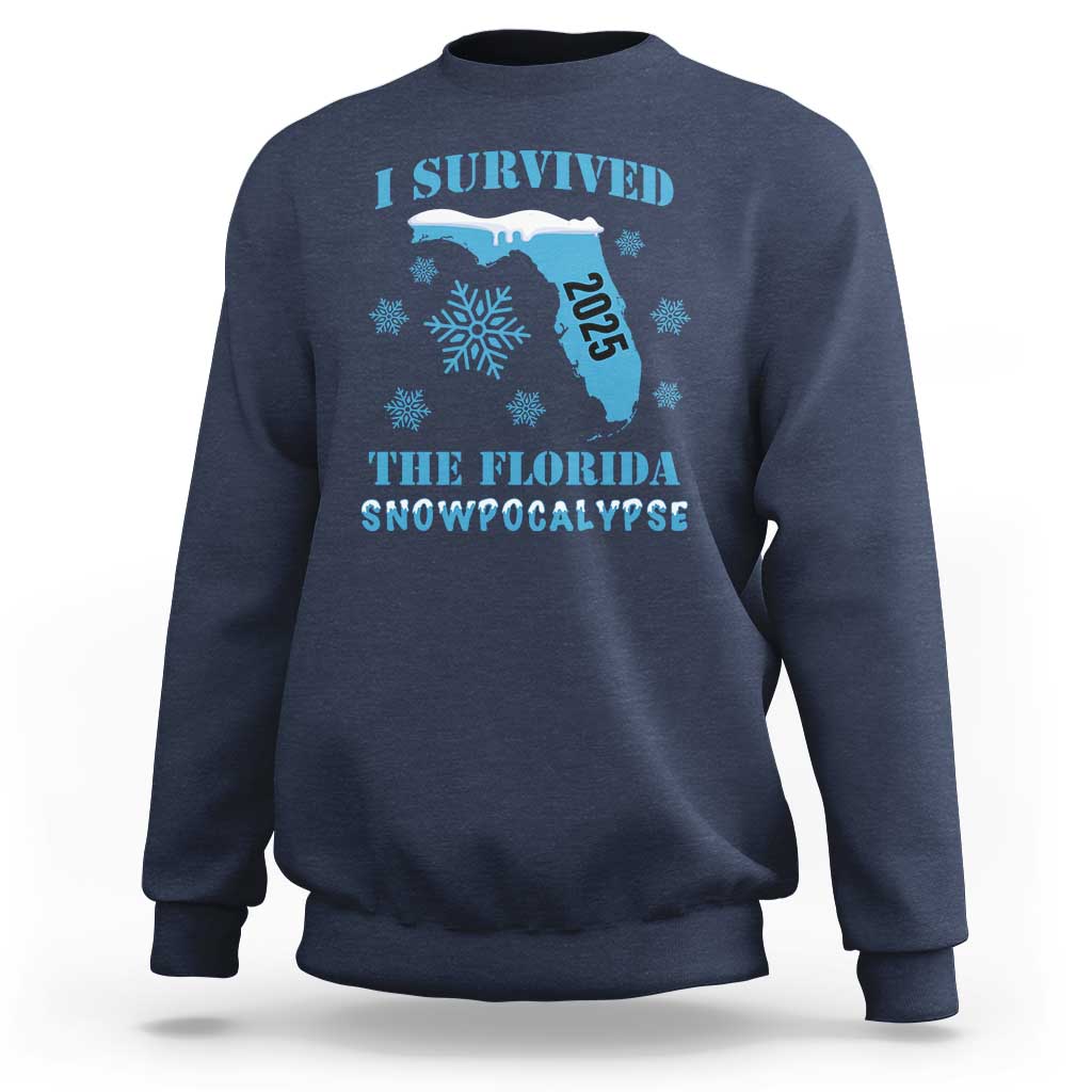 Funny I Survived The Florida Snowpocalypse 2025 Sweatshirt Snowflakes