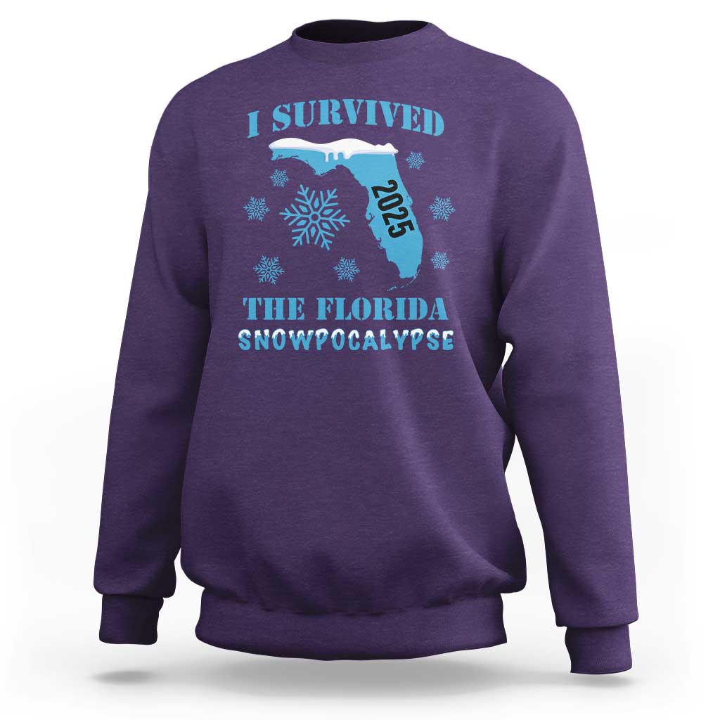 Funny I Survived The Florida Snowpocalypse 2025 Sweatshirt Snowflakes