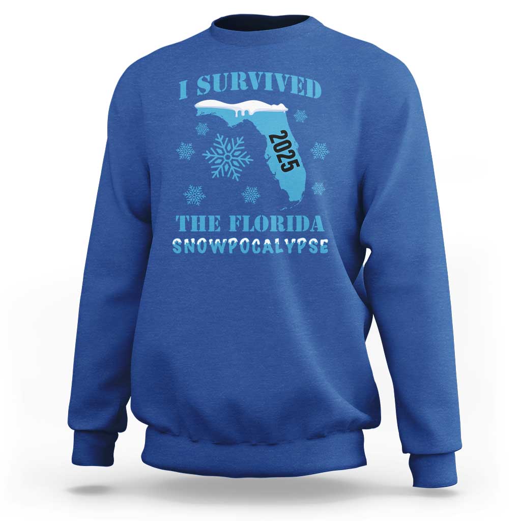 Funny I Survived The Florida Snowpocalypse 2025 Sweatshirt Snowflakes