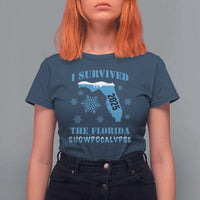 Funny I Survived The Florida Snowpocalypse 2025 T Shirt For Women Snowflakes