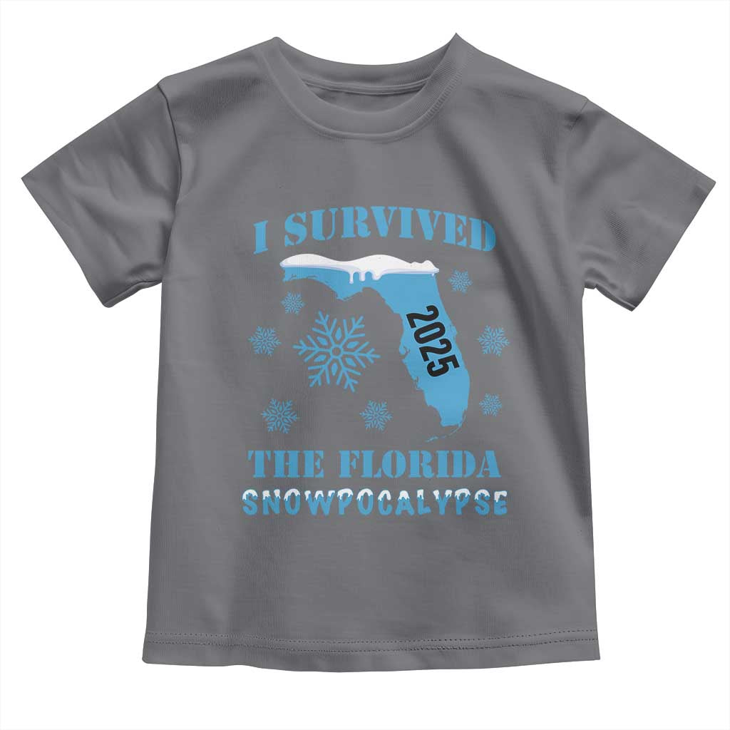 Funny I Survived The Florida Snowpocalypse 2025 Toddler T Shirt Snowflakes