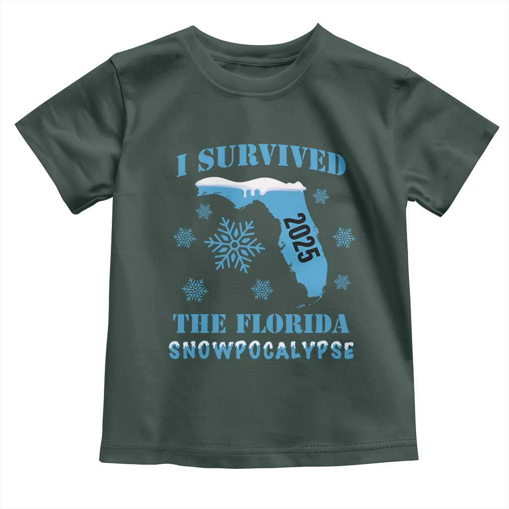 Funny I Survived The Florida Snowpocalypse 2025 Toddler T Shirt Snowflakes