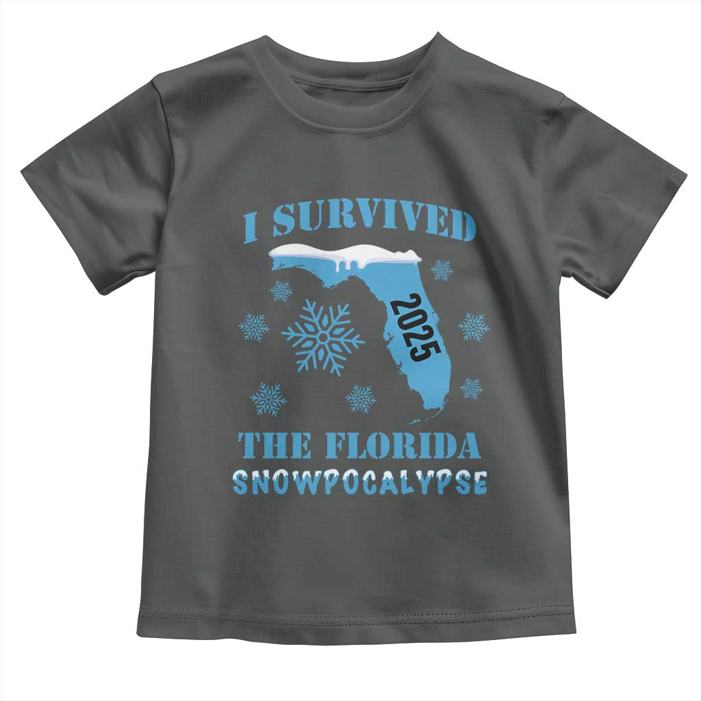 Funny I Survived The Florida Snowpocalypse 2025 Toddler T Shirt Snowflakes