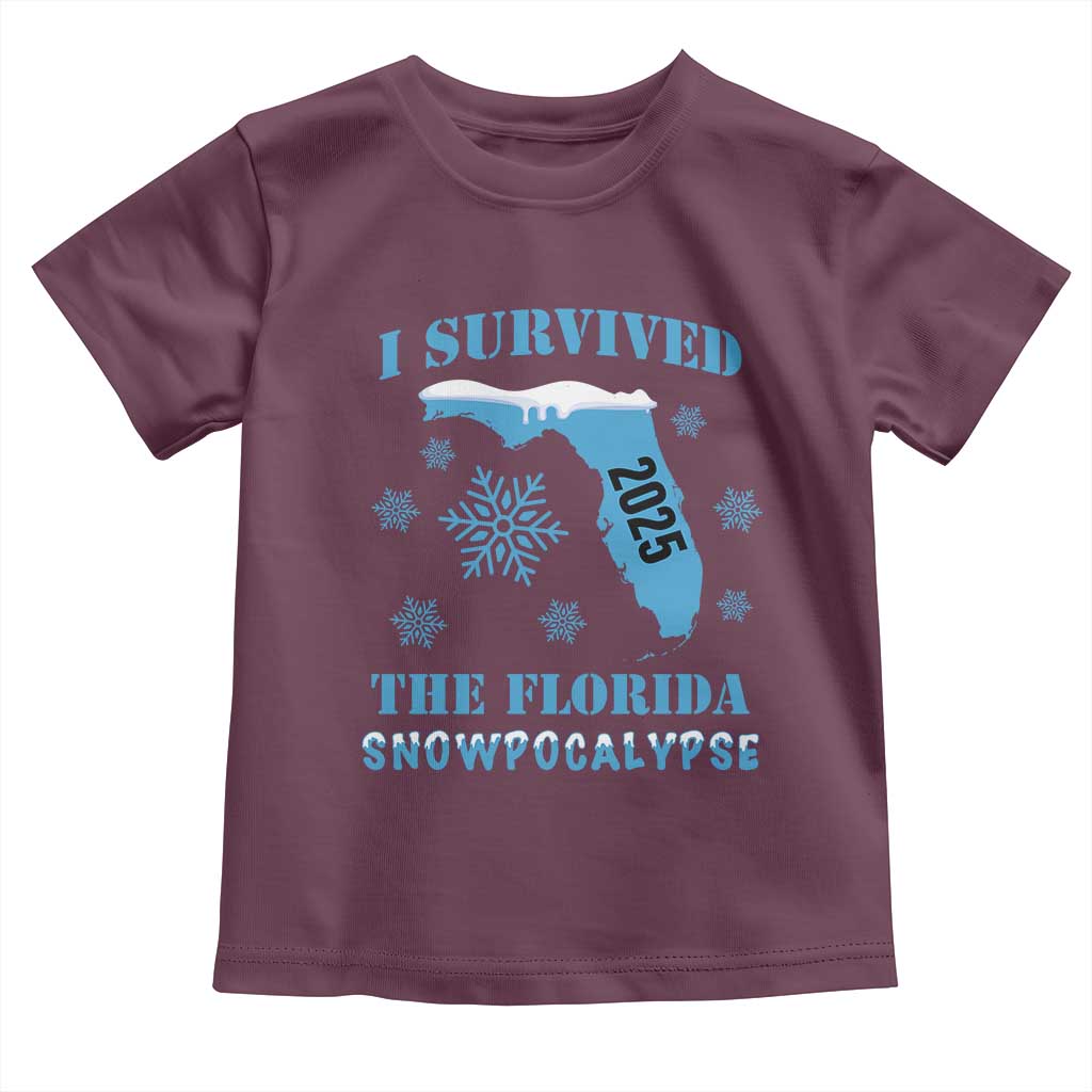 Funny I Survived The Florida Snowpocalypse 2025 Toddler T Shirt Snowflakes