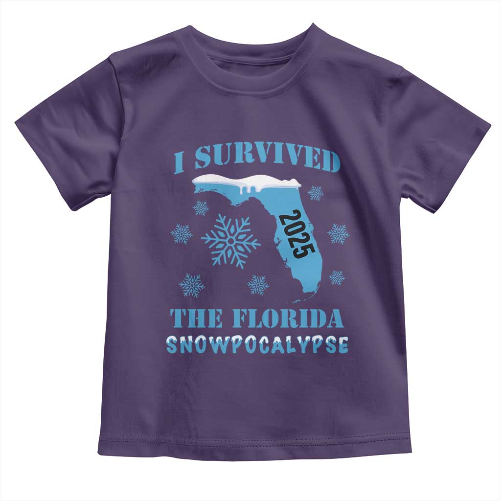 Funny I Survived The Florida Snowpocalypse 2025 Toddler T Shirt Snowflakes