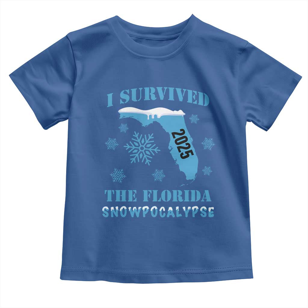 Funny I Survived The Florida Snowpocalypse 2025 Toddler T Shirt Snowflakes