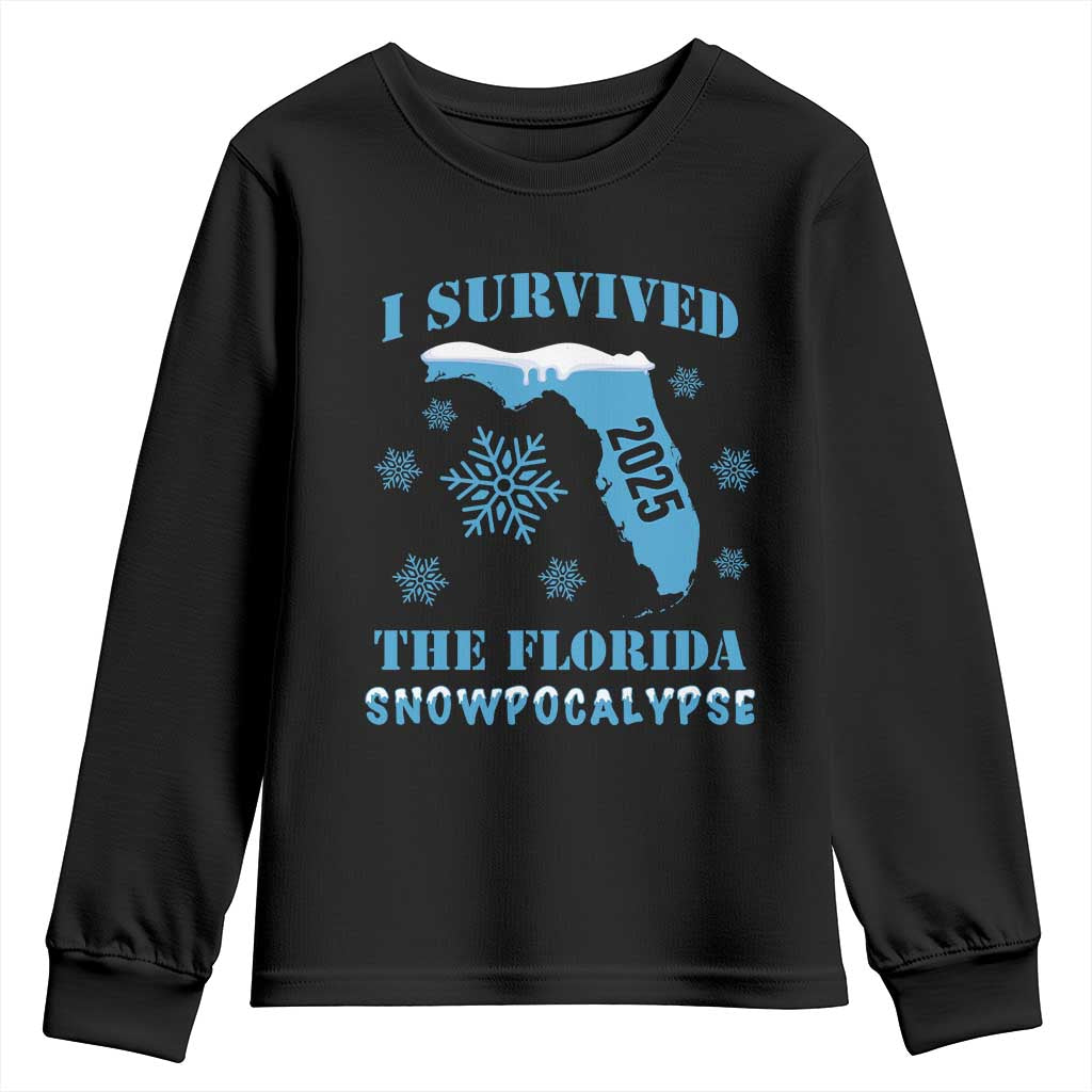 Funny I Survived The Florida Snowpocalypse 2025 Youth Sweatshirt Snowflakes