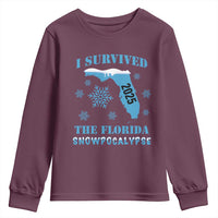 Funny I Survived The Florida Snowpocalypse 2025 Youth Sweatshirt Snowflakes